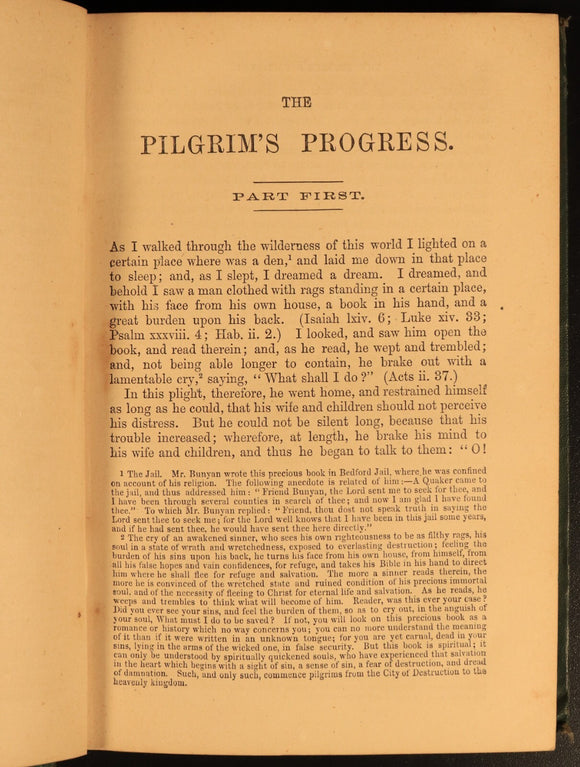 c1880 The Pilgrim's Progress by John Bunyan Antique Illustrated Christian Book