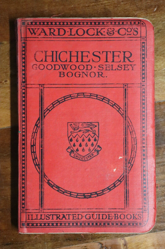 c1920 Guide To Chichester: Ward Lock & Co Antique Travel Guide Book w/Maps