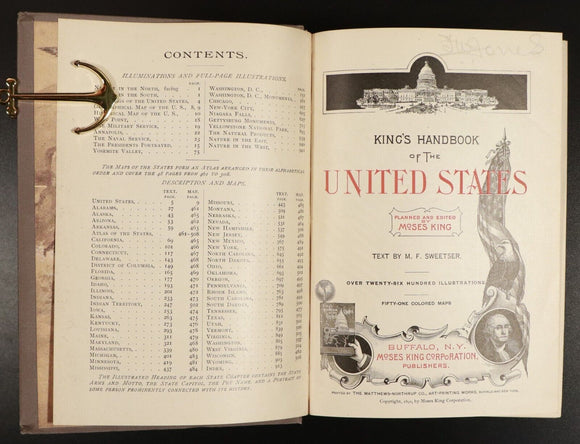 1891 King's Handbook Of The United States Antiquarian American History Book USA