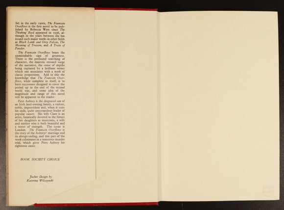 1957 The Fountain Overflows by Rebecca West British Fiction Book