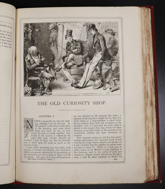 c1880 Pickwick Club & Old Curiosity Shop by Charles Dickens Antique Fiction Book