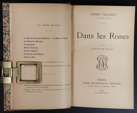 1899 Dans Les Roses nu Andre Theuriet Antiquarian French Fiction Book