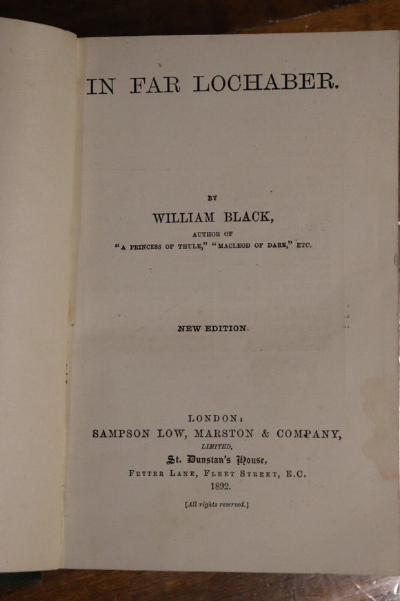 1892 In Far Lochaber by William Black Antique Scottish Fiction Literature Book