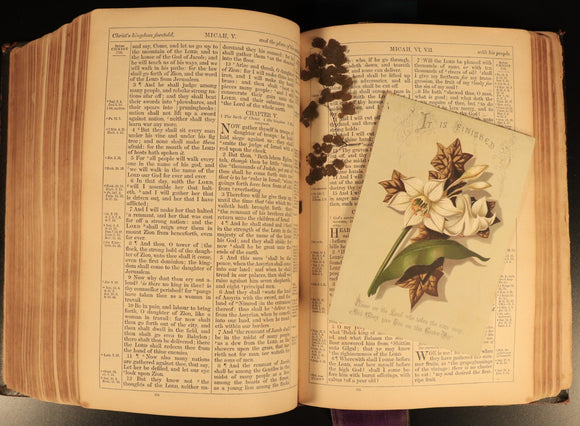 1853 The Prince James Holy Bible Antiquarian Bible With Ephemera Postcards etc