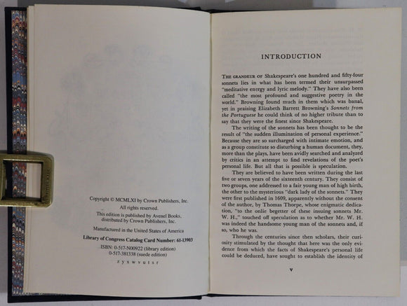 1961 The Sonnets of William Shakespeare Vintage Suede Literature Book