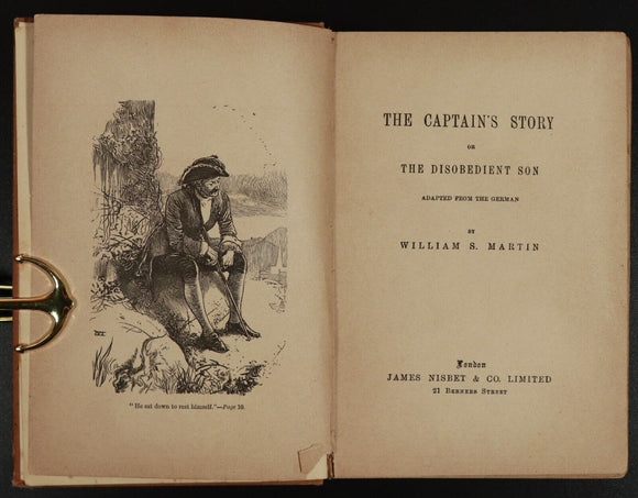 c1905 The Captain's Story or The Disobediant Son W.S Martin Antique Fiction Book