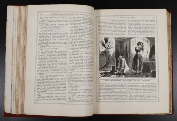 c1880 Pickwick Club & Old Curiosity Shop by Charles Dickens Antique Fiction Book