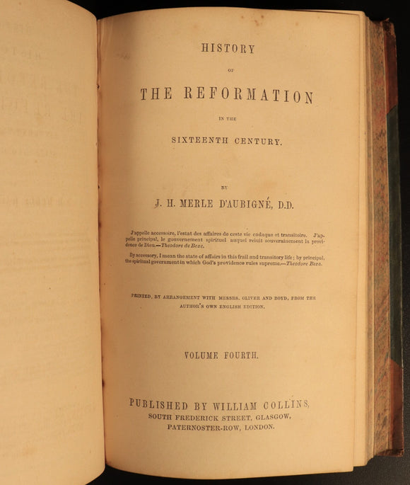 1845 4vol History Of The Reformation by D'Aubigne Antique History Book Set