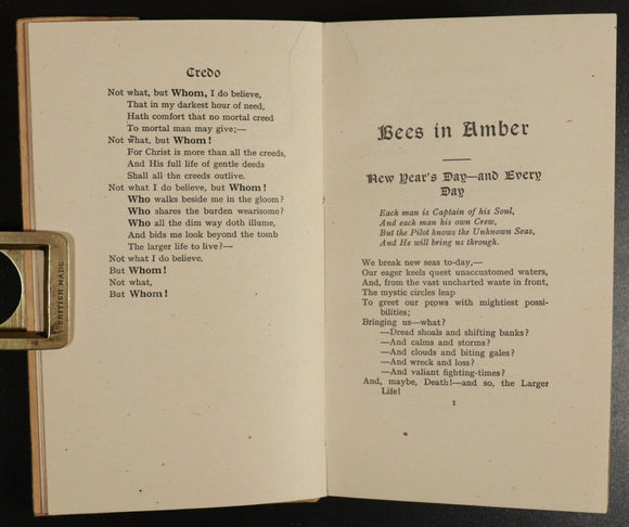 1944 Bees In Amber - Thoughtful Verse by John Oxenham British Poetry Book