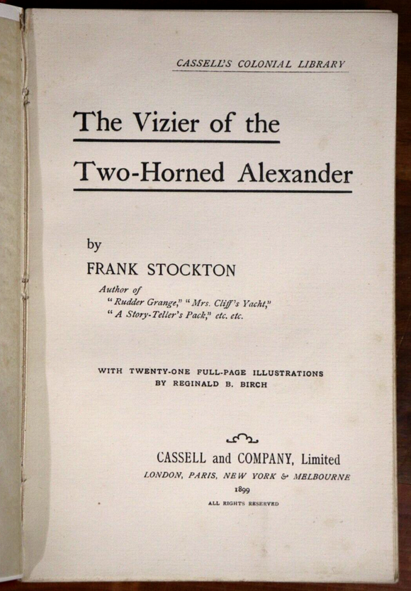 1899 The Vizier Of The Two Horned Alexander F. Stockton Antique Fiction Book