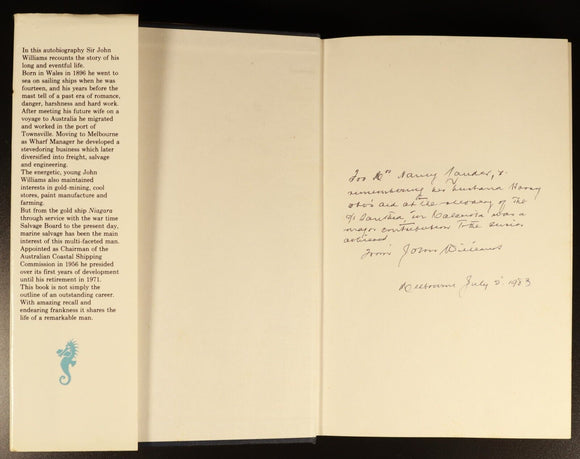 1981 So Ends This Day Sir John Williams Australian Maritime History Book SIGNED