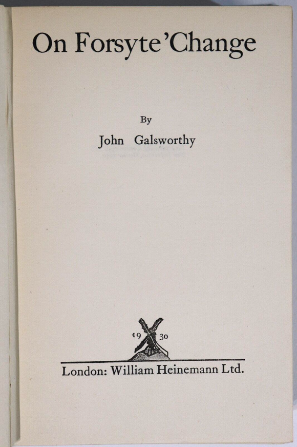 1930 On Forsyte Change by John Galsworthy 1st Ed. Antique British Fiction Book