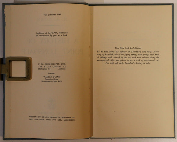 1949 A History Of Point Lonsdale Australian Victorian Local History Book