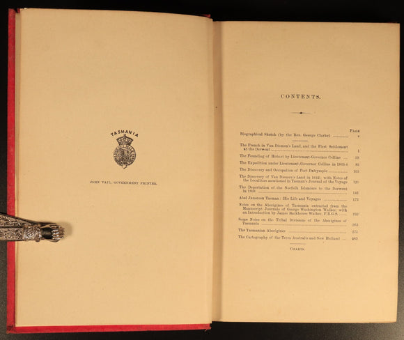 1902 Early Tasmania Papers by J.B. Walker Antique Australian History Book 1st Ed