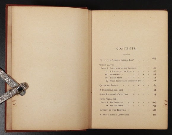 c1910 Taken Alive & Other Stories by E.P. Roe Antique American Fiction Book