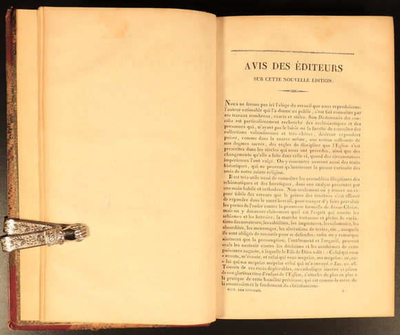 1841 Dictionnaire Des Conciles Par Filsjean Antiquarian French Theology Book