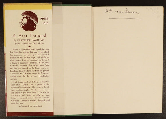 1945 A Star Danced - Gertrude Lawrence Antique Autobiography Book London Musical