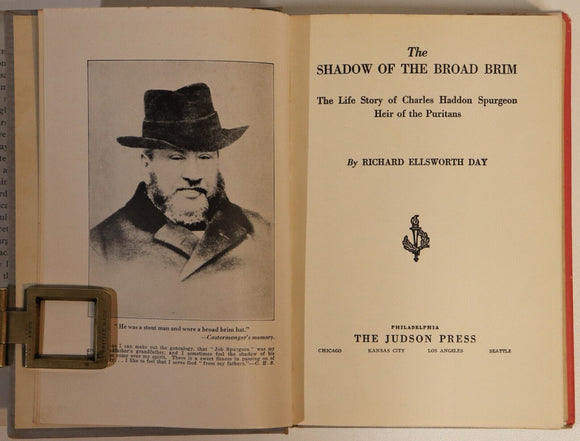 1944 The Shadow Of The Broad Brim Antique Puritan Biography Book American
