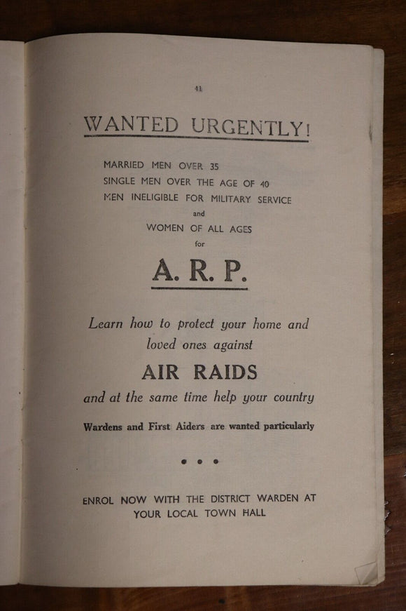 1941 Air Raid Precautions: Victoria Government Advice Australian WW2 History