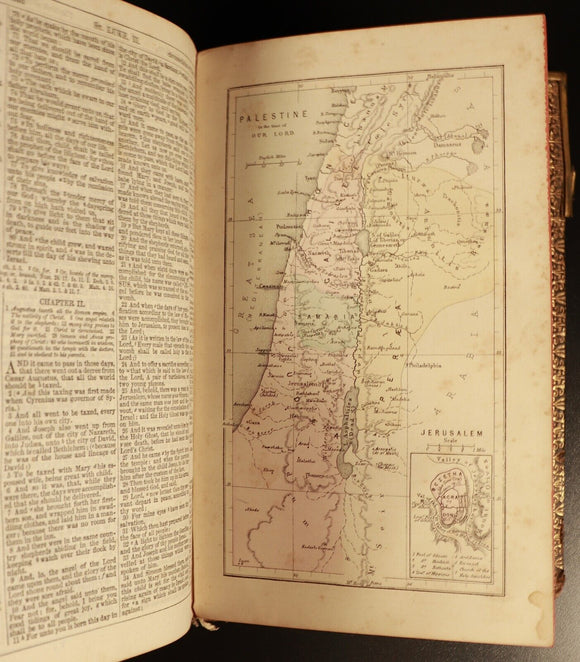 c1880 The Prince James Bible + The Psalms Of David Antiquarian Bible w/Maps
