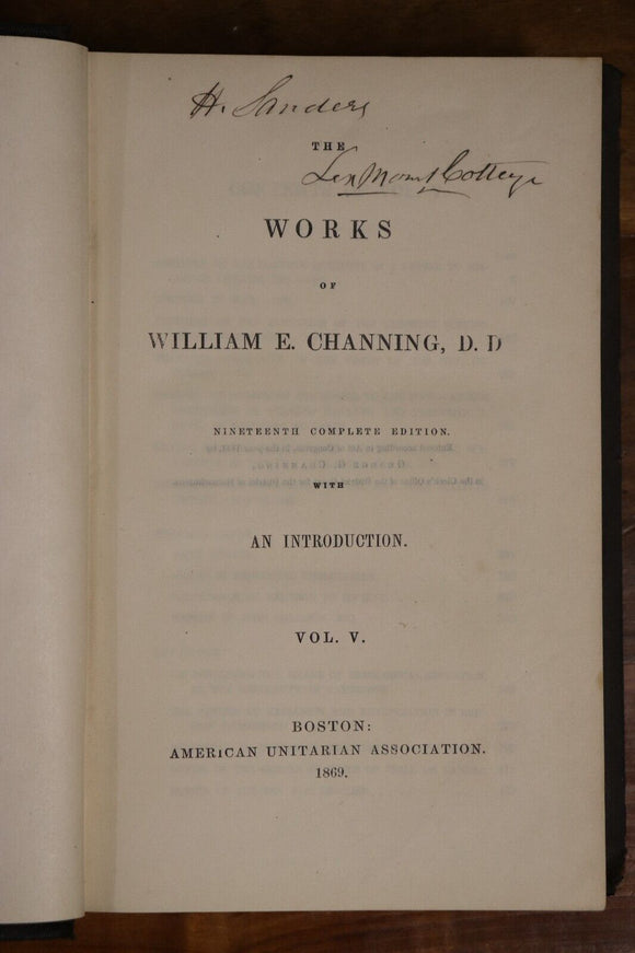 1869 The Works Of William E Channing Antique American Theology Book Vol. 5