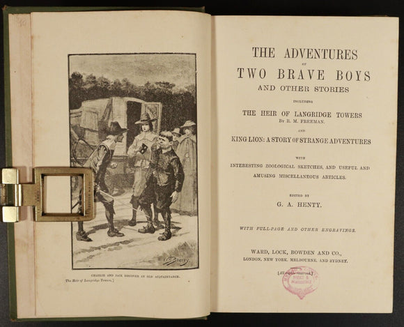 c1890 Adventures Of Two Brave Boys by G.A. Henty Antique Children's Book