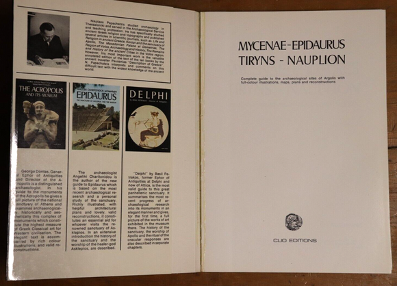 1978 Mycenae-Epidaurus Tiryns-Nauplion Greek Archaeology Reference History Book