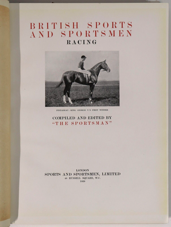 c1920 British Sports & Sportsmen - Racing - Antique Sports History Book 1st Ed