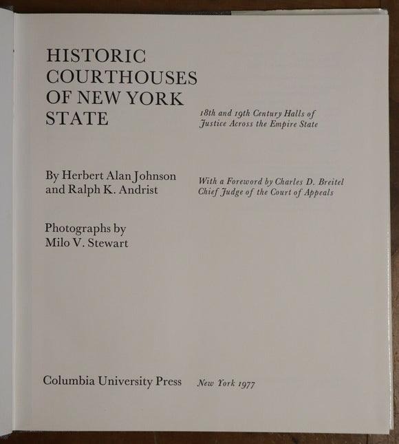 1977 Historic Courthouses of New York State 1st Edition Architecture Book