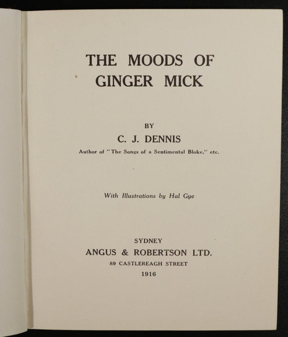 1916 Ginger Mick & 1917 Glugs Of Gosh CJ Dennis Australian Literature Books