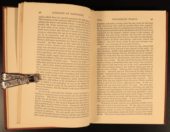 1872 Life Of Friedrich Schiller by Thomas Carlyle Antiquarian Biography Book