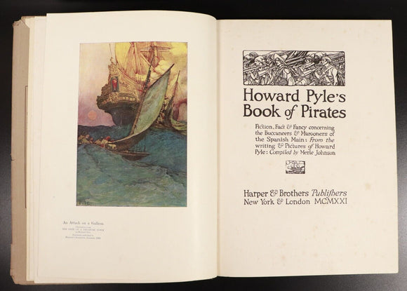 1921 Howard Pyle's Book Of Pirates Antique Childrens Book 1st Ed W/Dust Jacket