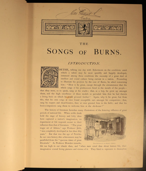 The Songs Of Robert Burns by Lees & Shelley c1896 Antique Poetry History Book