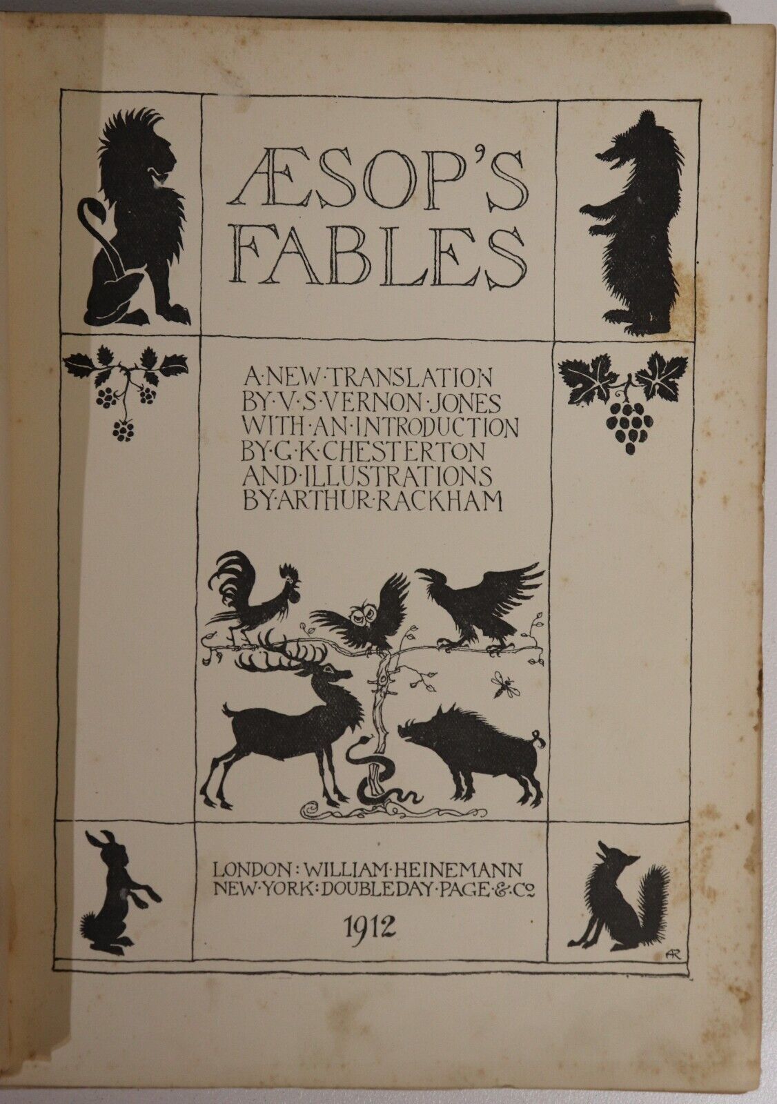 1912 Aesop's Fables by V.S. Vernon Jones Antique Childrens Book Arthur Rackham