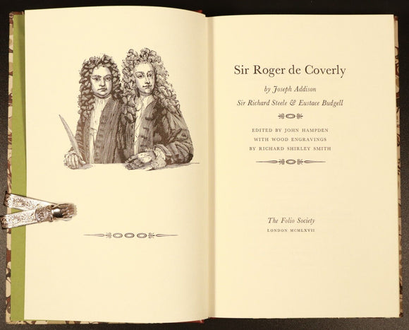 1967 Sir Roger de Coverly by Joseph Addison Folio Society British History Book