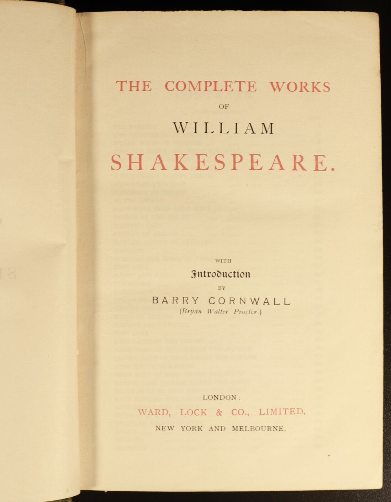 The Complete Works Of William Shakespeare c1910  Antique Literature Book