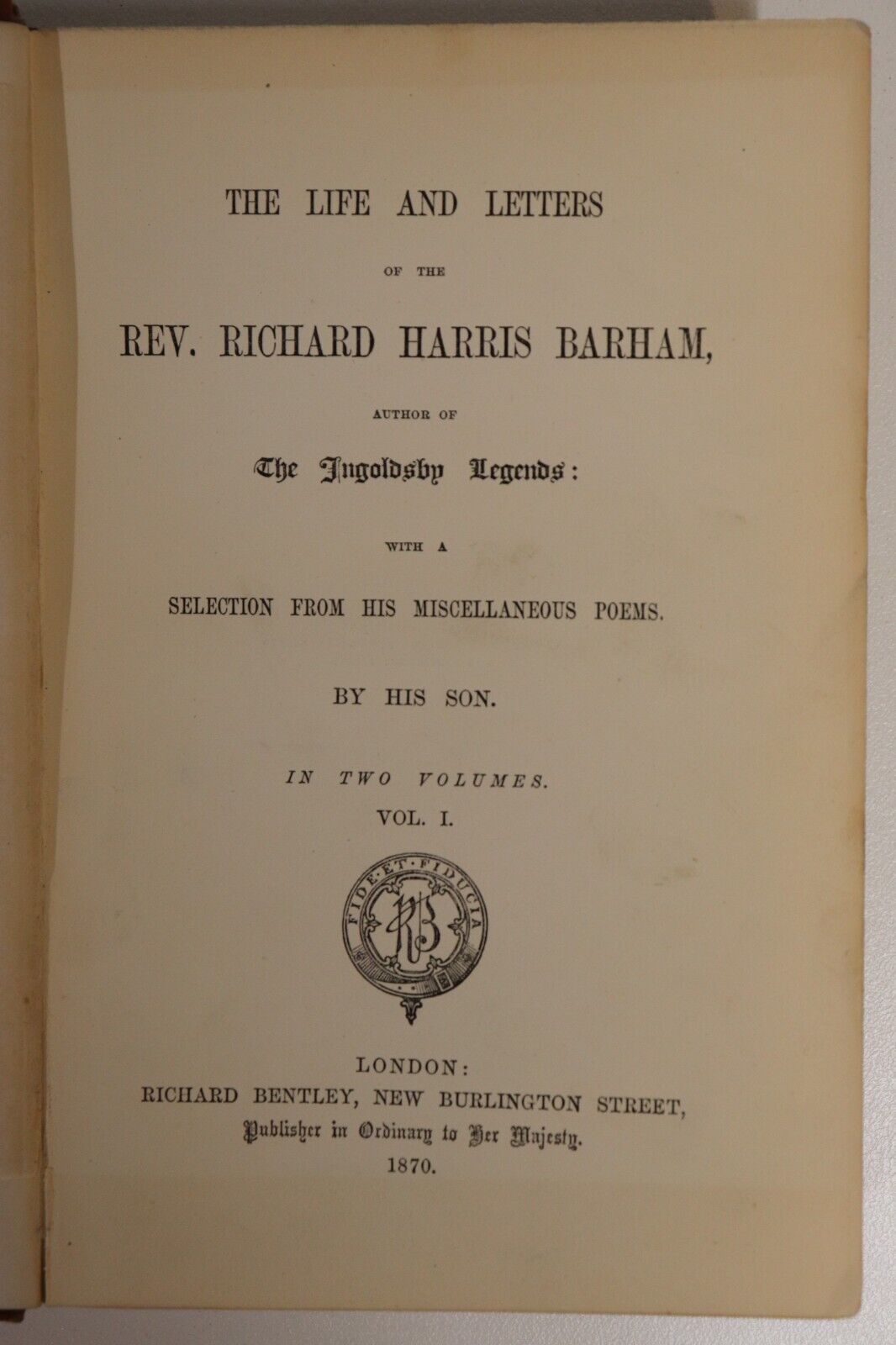 1870 2vol Life & Letters Of Richard Harris Barham Antiquarian Biography Book Set