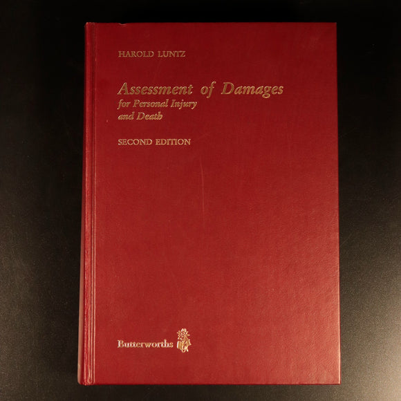 Assessment Of Damages Personal Injury by Harold Luntz 1983 Legal Reference Book