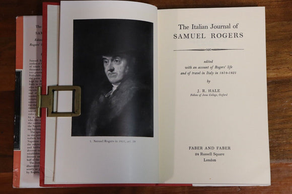 1956 The Italian Journal Of Samuel Rogers Vintage Poet Biography Book