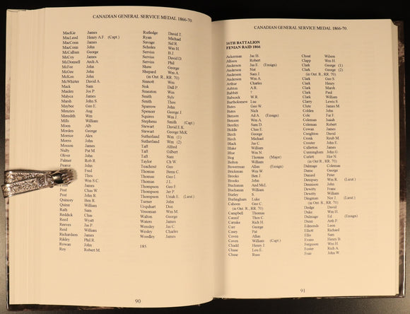 Canada General Service Medal Roll 1866-70 by JR Thyen 1998 Military Book