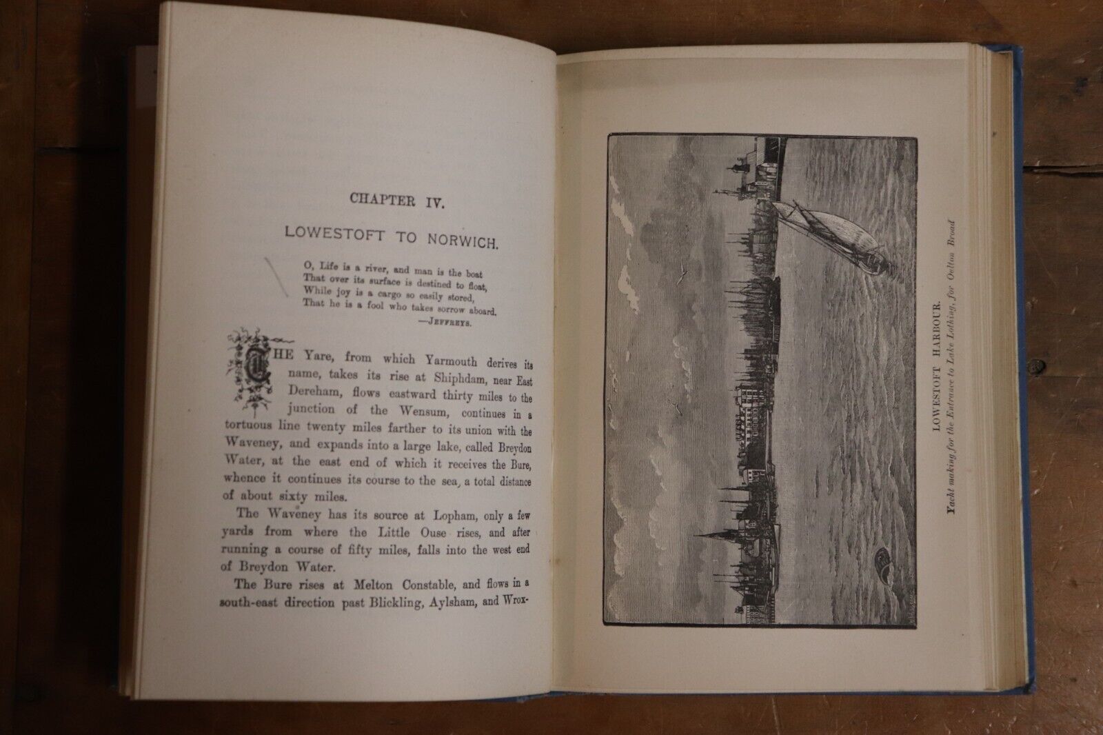 1895 The Land of the Broads: Norfolk & Suffolk Rare Antique Book Colour Map