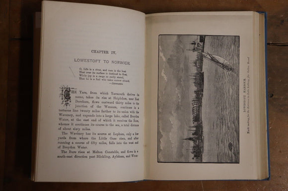 1895 The Land of the Broads: Norfolk & Suffolk Rare Antique Book Colour Map