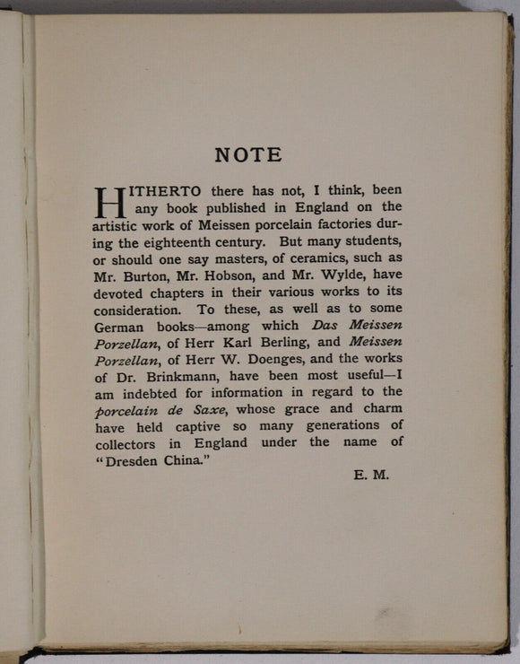 c1909 Dresden China by Egan Mew Antique Porcelain Collectible Reference Book