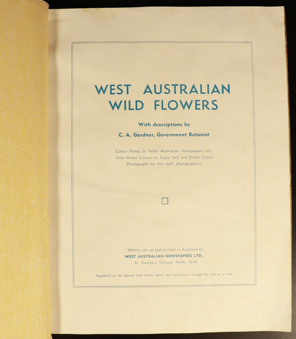 1951 West Australian Wild Flowers by C.A. Gardner Vintage Botanic Reference Book