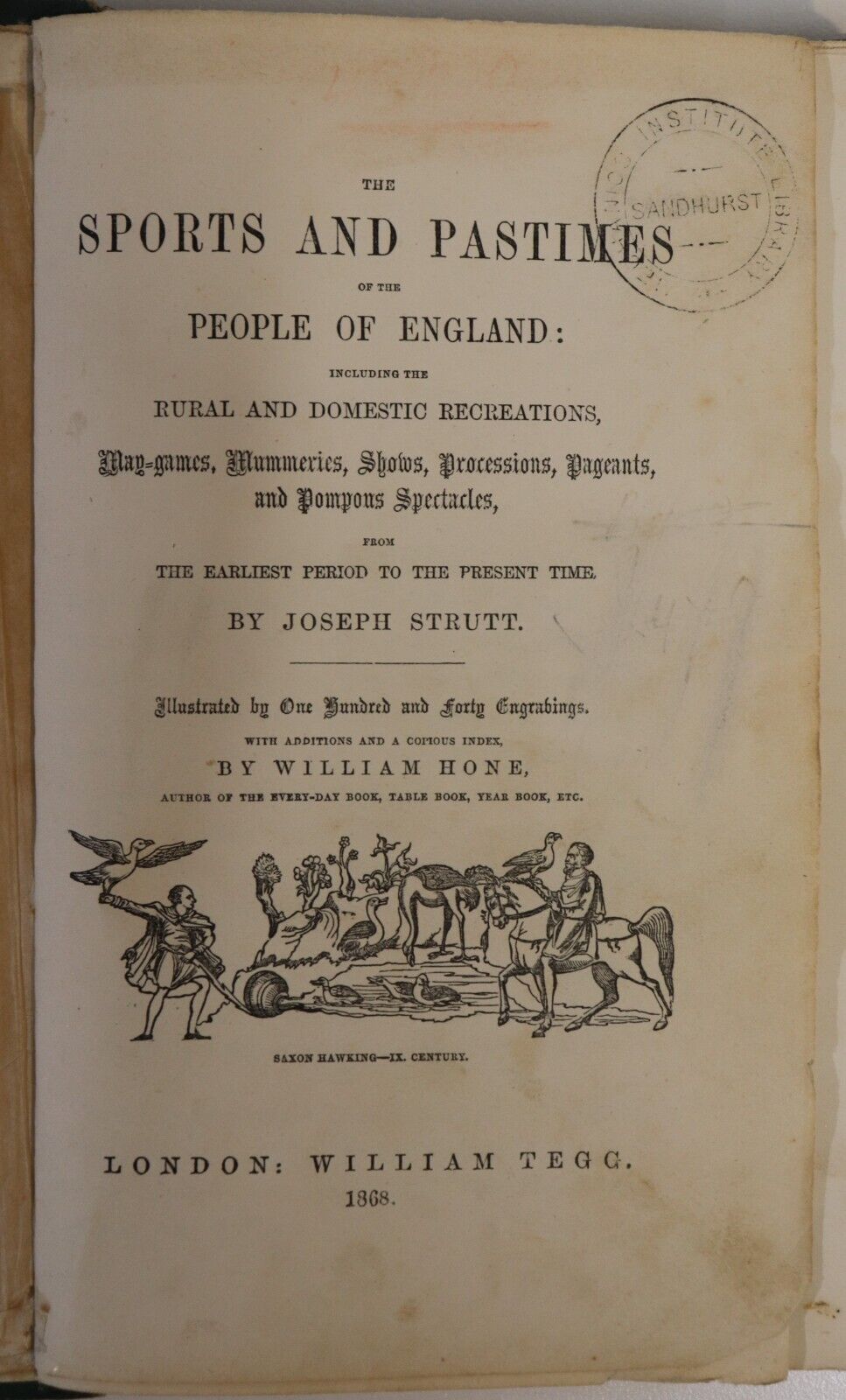 1868 The Sports & Pastimes Of The People Of England Antique British History Book