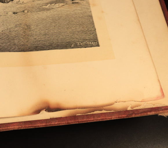 c1880 Milton's Paradise Lost: Gustave Dore Antiquarian Book Engravings In Red