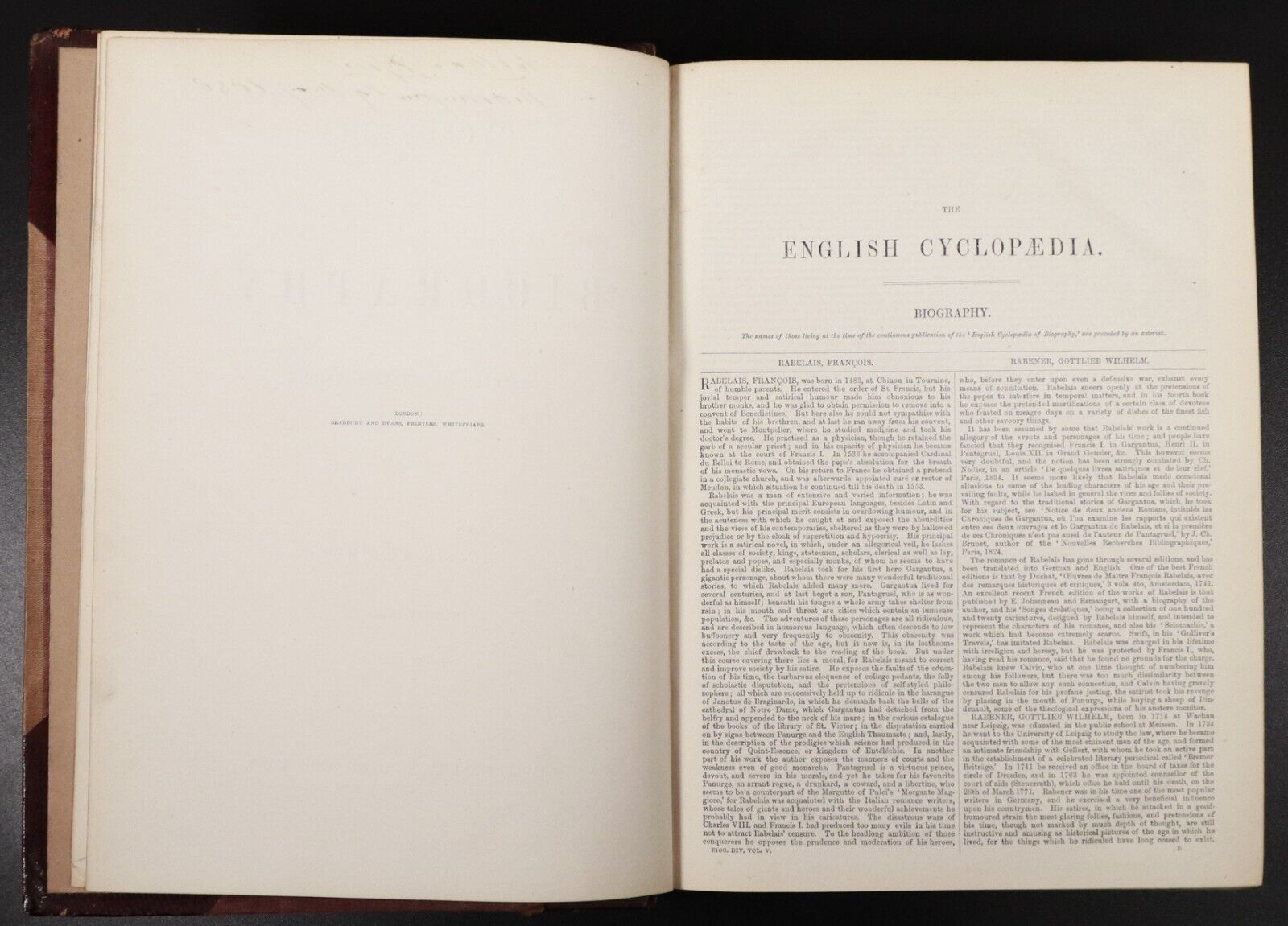 1858 Cyclopaedia Of Biography by Charles Knight Antiquarian British History Book