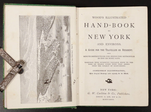 1873 Wood's Illustrated Hand-Book To New York Antiquarian USA Travel Guide