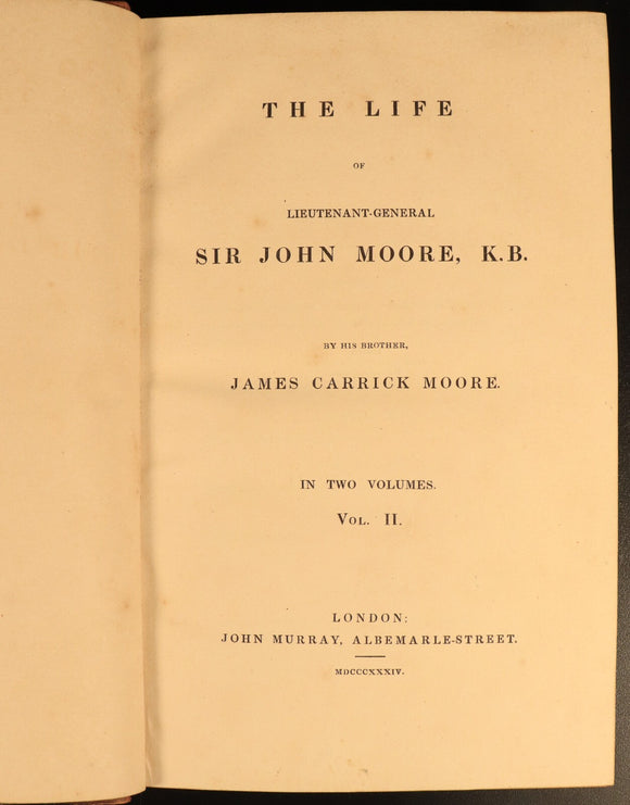1834 Life Of Sir John Moore Antiquarian British Military History Book Vol 2.
