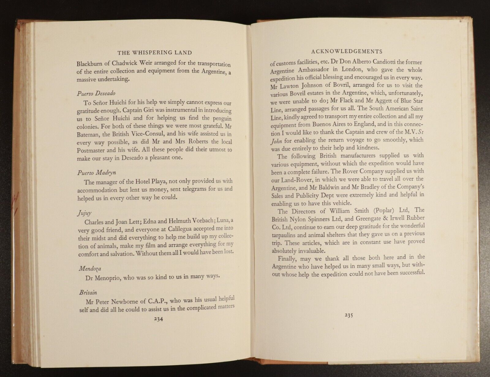 1961 The Whispering Land by Gerald Durrell South American Travel Book Patagonia